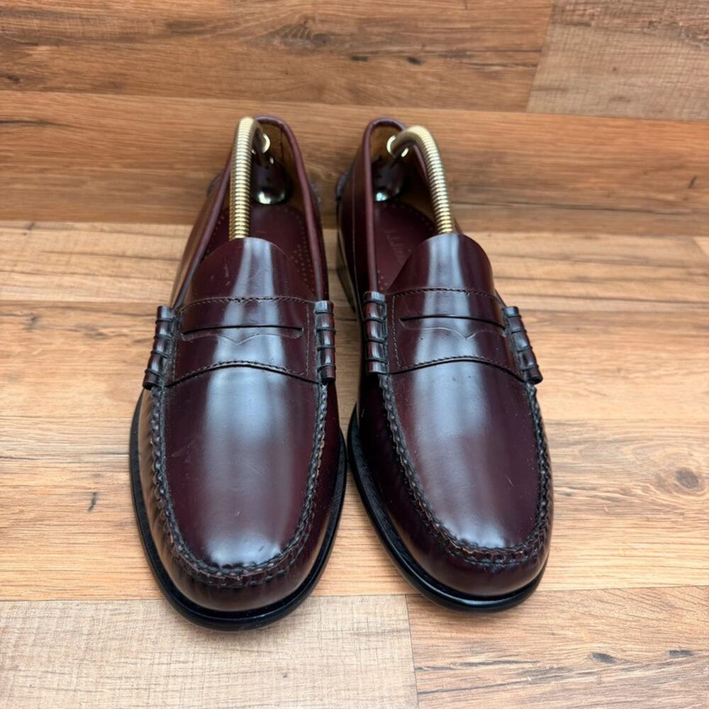 LL Bean Leather Penny Loafers Mens 9.5D Burgundy Cordovan Slip On Classic - Picture 2 of 7